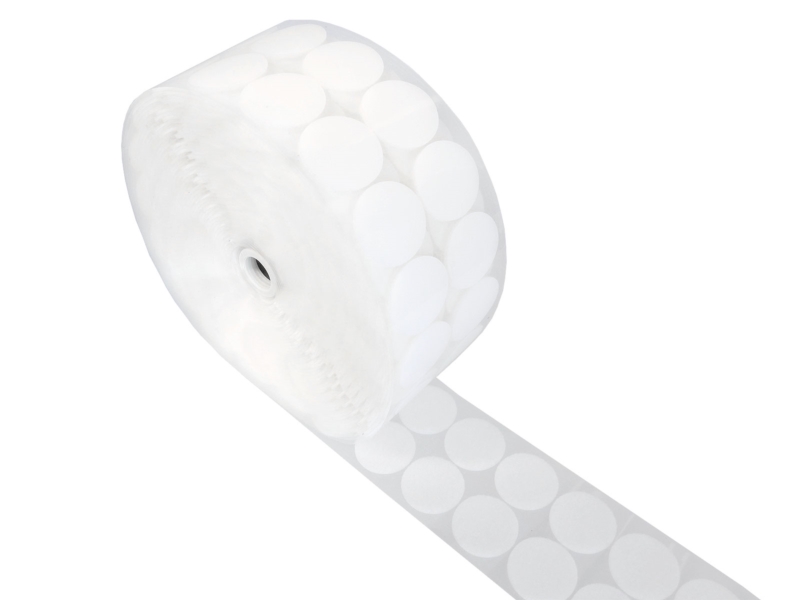 Kolečka na suchý zip s lepidlem 4,5 cm bílý pes/nylonový poutko