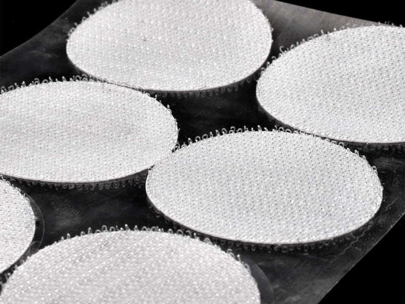 Hook-and-loop dots with glue 4.5 cm white 100% nylon hook