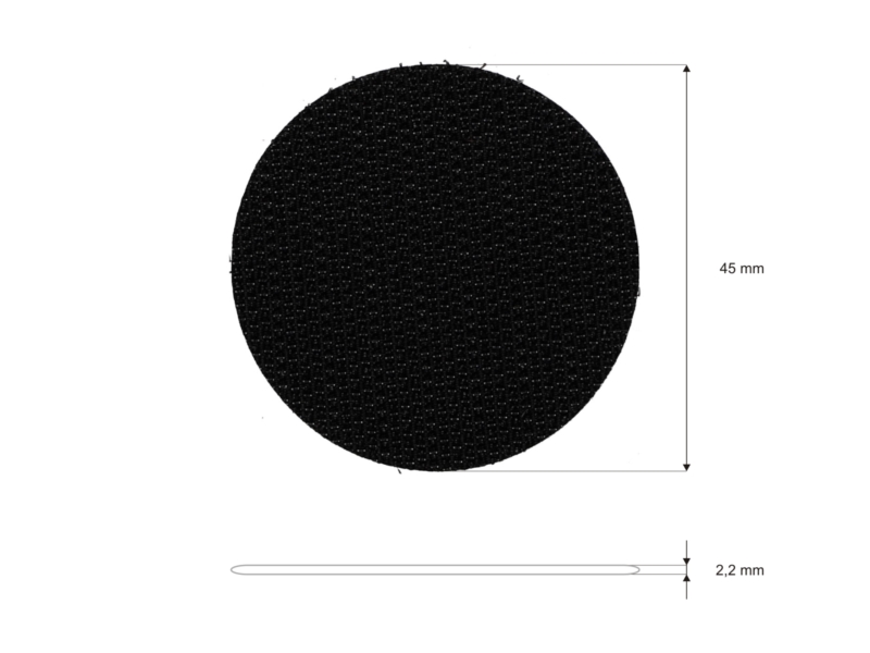 Hook-and-loop dots with glue 4.5 cm black 100% nylon hook