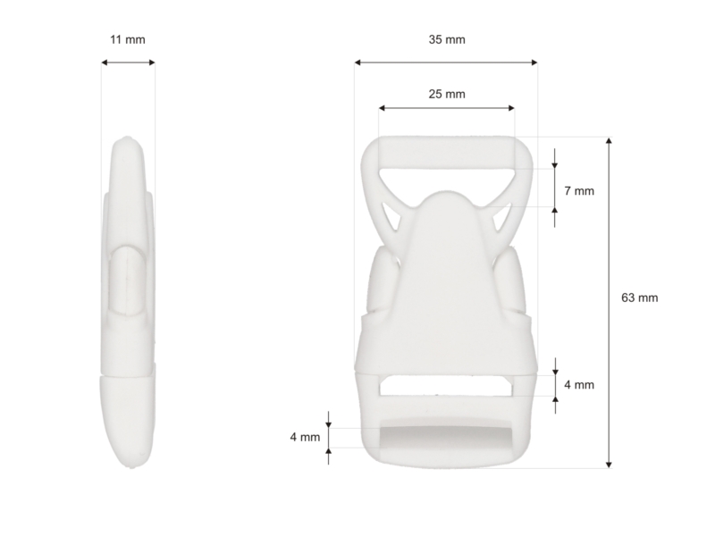Klamra plastikowa 25x63 mm Olga biała