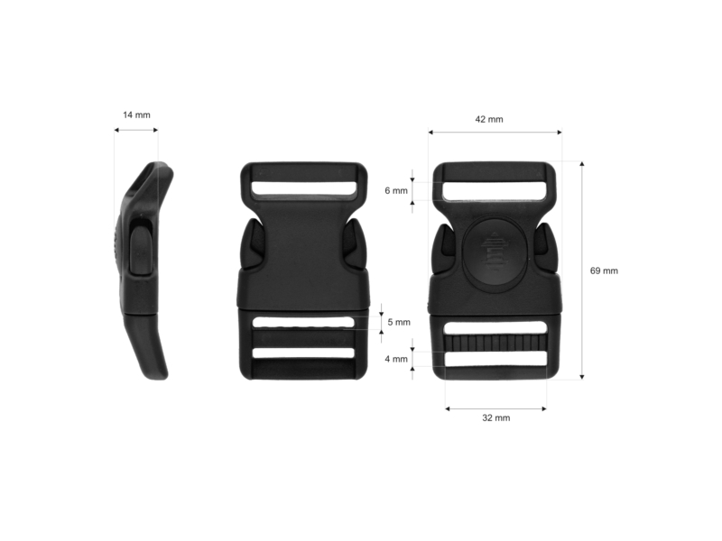 Plastic buckle 32 mm celina black frost resistant 100 pcs