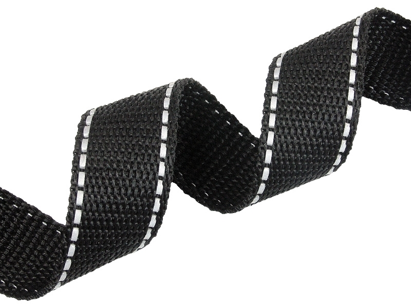 Reflective webbing 25 mm / 1,4 mm black 580 pp 50 mb