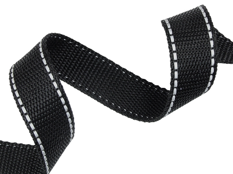 Reflective webbing 25 mm / 1,4 mm black 580 pp 50 mb