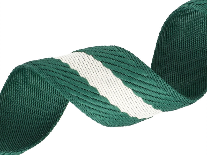 Polycotton popruh 38 mm/2,0 bílá a zelená 50 yd