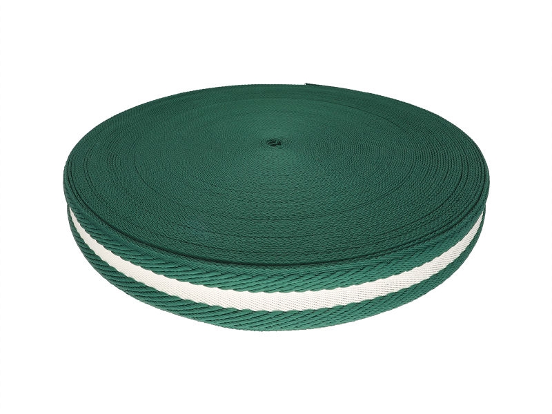 Polycotton popruh 38 mm/2,0 bílá a zelená 50 yd