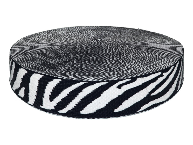 Polycotton webbing 38 mm/1,65 mm (+/- 5%) zebra 50 yd