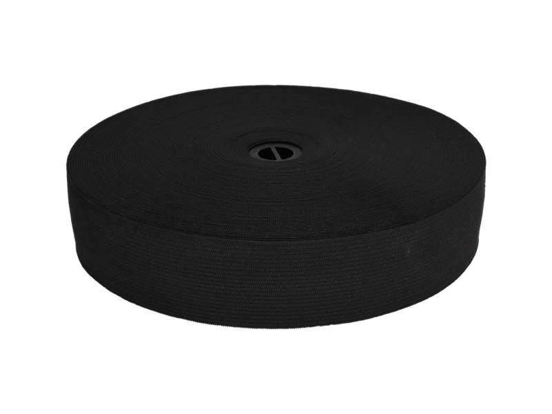 Knitted elastic tape 35 mm (580) black polyester 25 mb Knitted elastic tape 35 mm (580) black polyester 25 mb