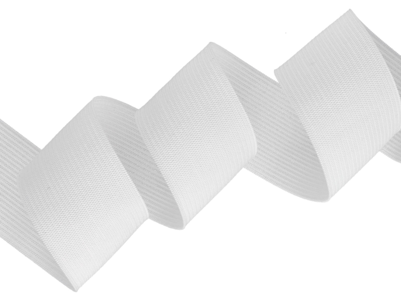 Knitted elastic tape 45 mm (501) white polyester 25 mb Knitted elastic tape 45 mm (501) white polyester 25 mb