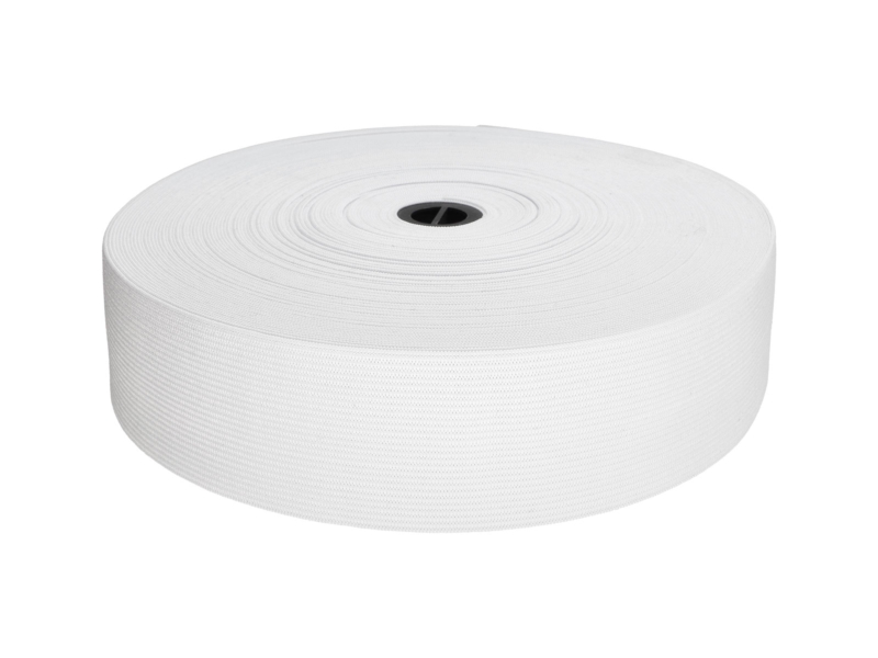 Knitted elastic tape 45 mm (501) white polyester 25 mb Knitted elastic tape 45 mm (501) white polyester 25 mb