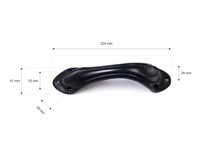 Plastic handle 25/224 mm black 1 pcs