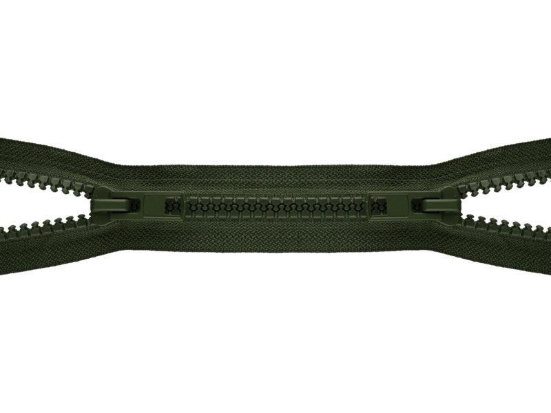 PLASTIC READY ZIPPER 10 OPEN END TWO WAYS 80 cm (175) MILITARY  GREEN 50   PCS