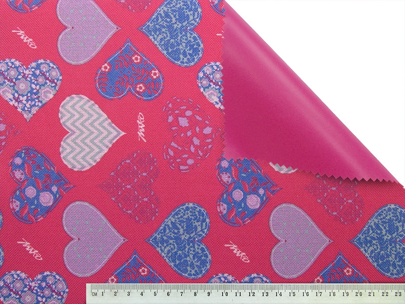 Polyester fabric premium 600d*300d waterproof pvc-f covered hearts 4 150 cm