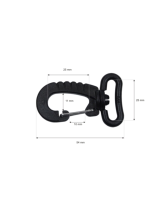 Karabińczyk plastikowy 25 mm obrotowy (0325-1082a) Niko czarny