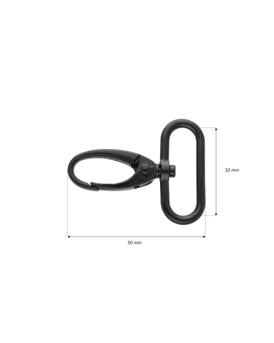 Karabińczyk metalowy 32 mm 0037 krab czarny mat