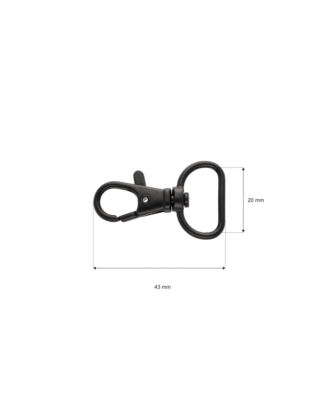 Karabińczyk metalowy 20 mm rybka 6,0g czarny mat