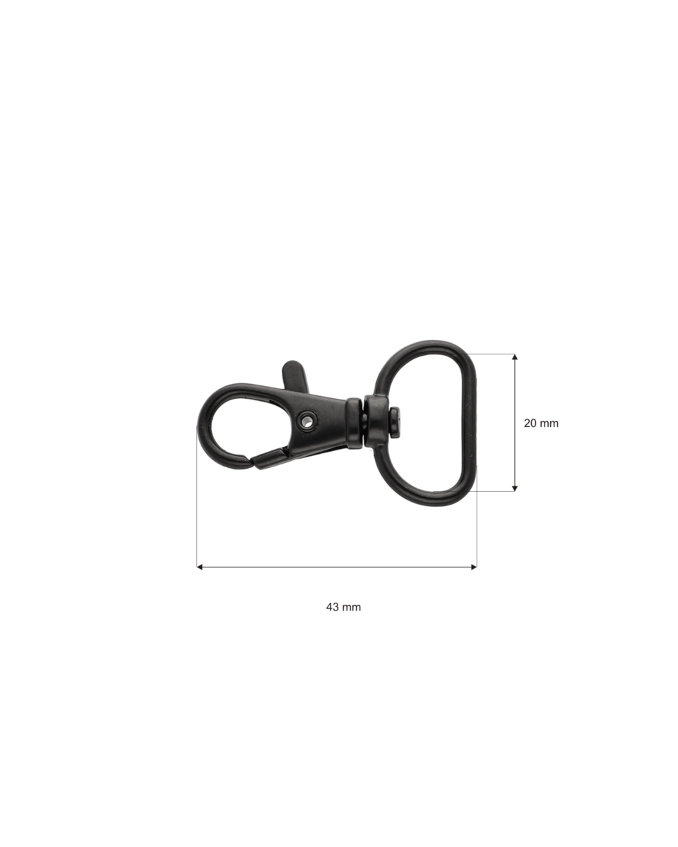 Karabińczyk metalowy 20 mm rybka 6,0g czarny mat Karabińczyk metalowy 20 mm rybka 6,0g czarny mat