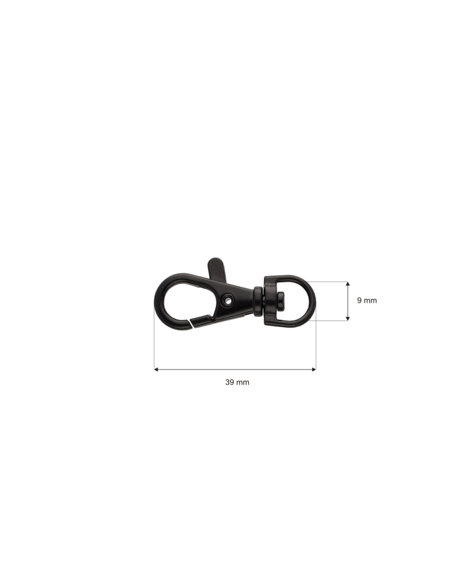 Karabińczyk metalowy 9 mm rybka 4,6 g czarny mat Karabińczyk metalowy 9 mm rybka 4,6 g czarny mat