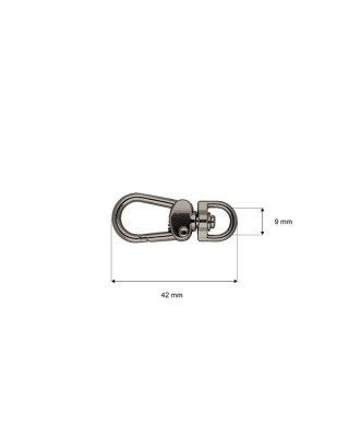 Karabińczyk metalowy  9 mm 0333 nikiel czarny
