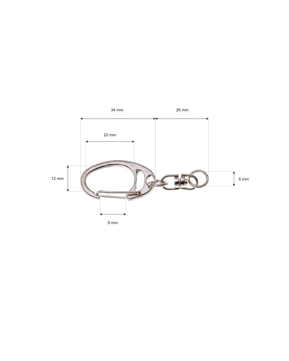 KARABINERHAKEN 6 MM  NICKELGLANZ 100  ST.