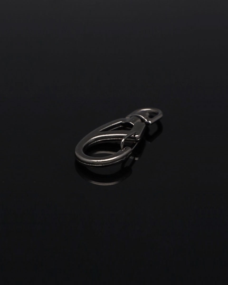 EXTRA SHINING METAL SNAP HOOK 9 MM MODEST BLACK  NICKEL 1 PCS