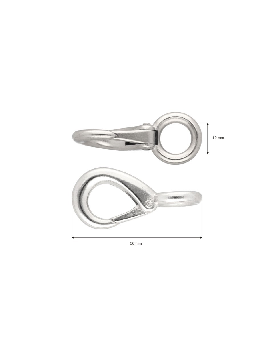 KARABINERHAKEN 12 MM NICKEL 100  ST.