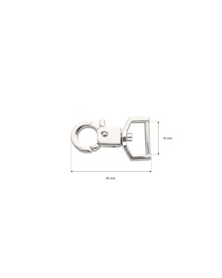 EXTRA SHINING METAL SNAP  HOOK 18 MM EMIL GLOSSY NICKEL 1 PCS