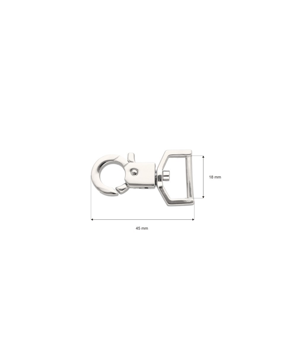 EXTRA SHINING METAL SNAP  HOOK 18 MM EMIL GLOSSY NICKEL 1 PCS