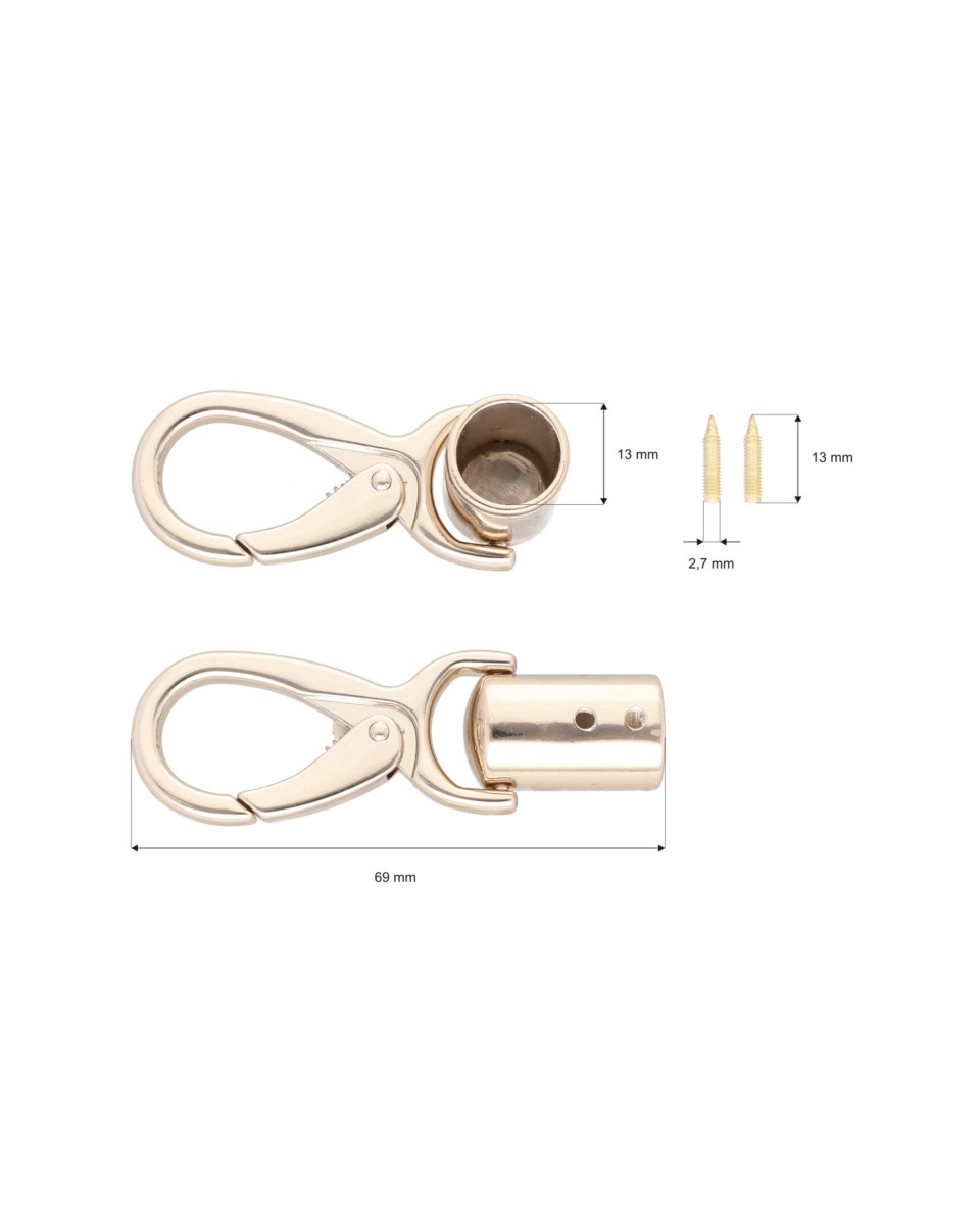 EXTRA SHINING METAL SNAP HOOK 325-279 13 MM  GERALD LIGHT GOLD 1 PCS