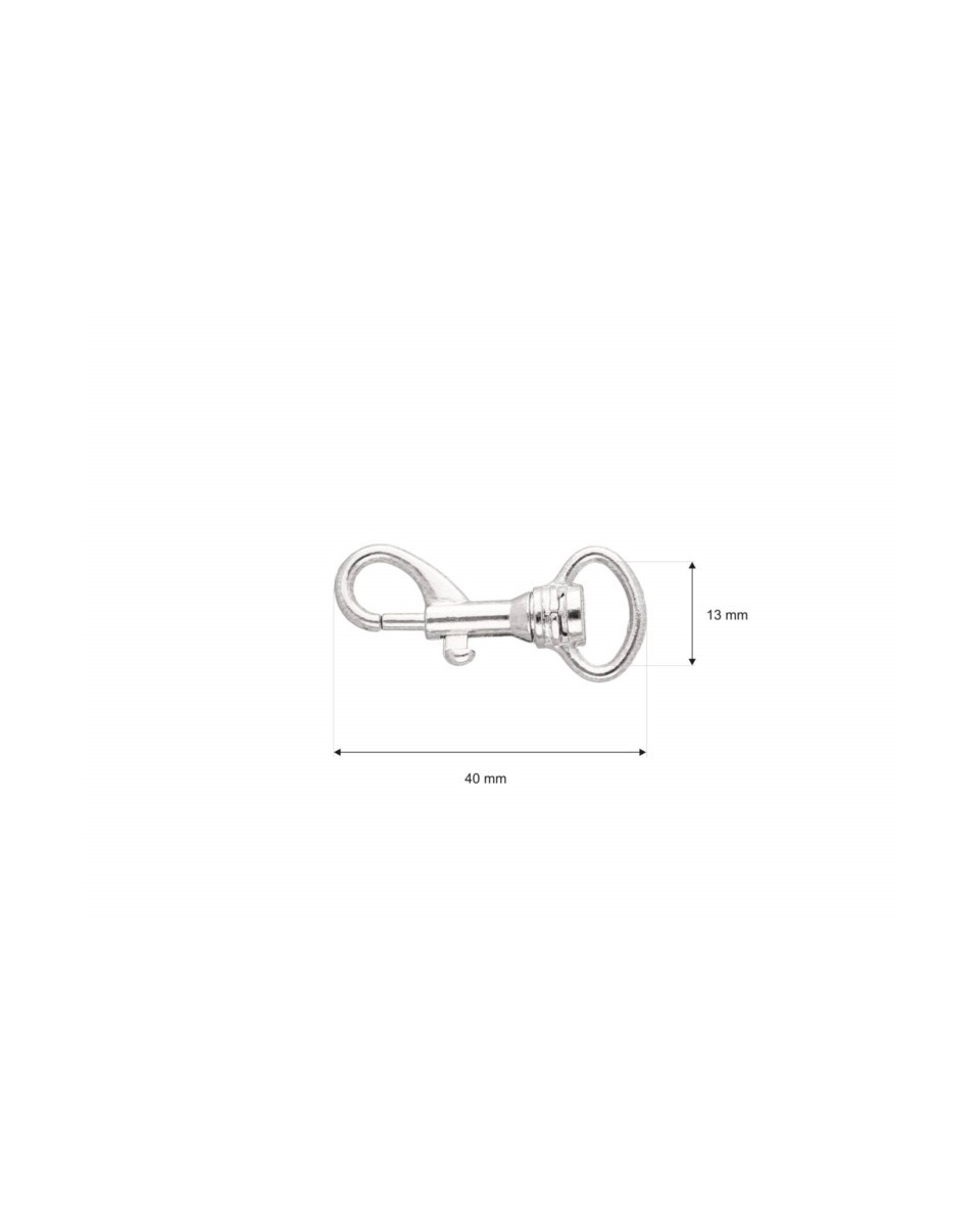 METAL SNAP HOOK 13 MM IWO NICKEL 100  PCS