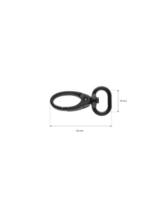 METAL  SNAP HOOK 16 MM 0037 MATT BLACK 100 PCS