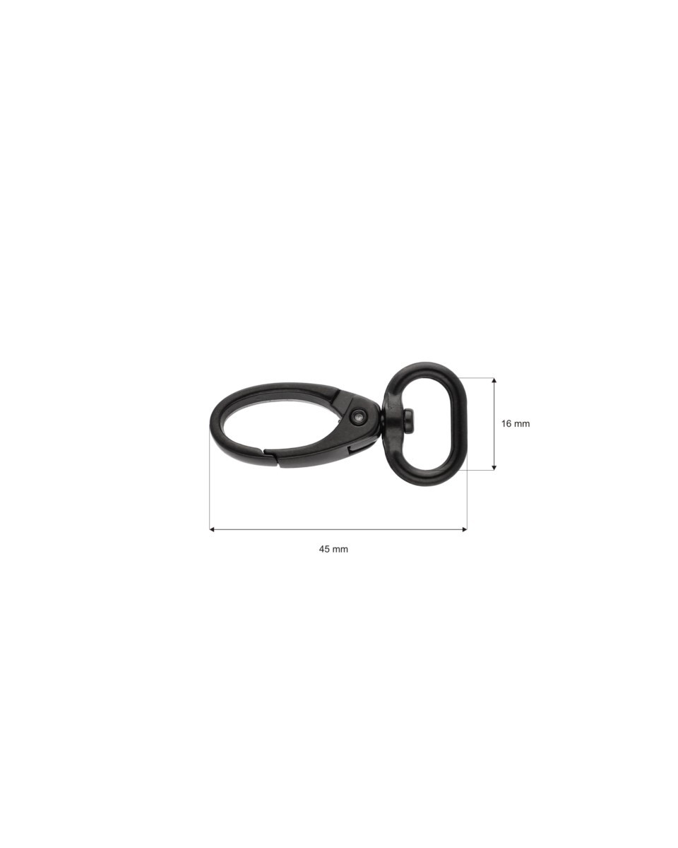 METAL  SNAP HOOK 16 MM 0037 MATT BLACK 100 PCS