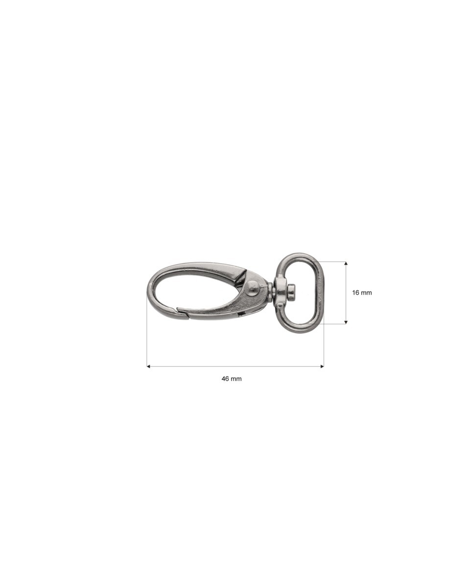 METAL SNAP HOOK 0037 15 MM BLACK NICKEL 100 PCS