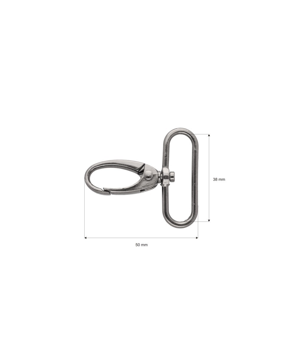 METAL SNAP HOOK 0037 38 MM NICKEL BLACK 1 PCS