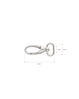 METAL SNAP HOOK 0037 15 MM NICKEL MATT 100 PCS
