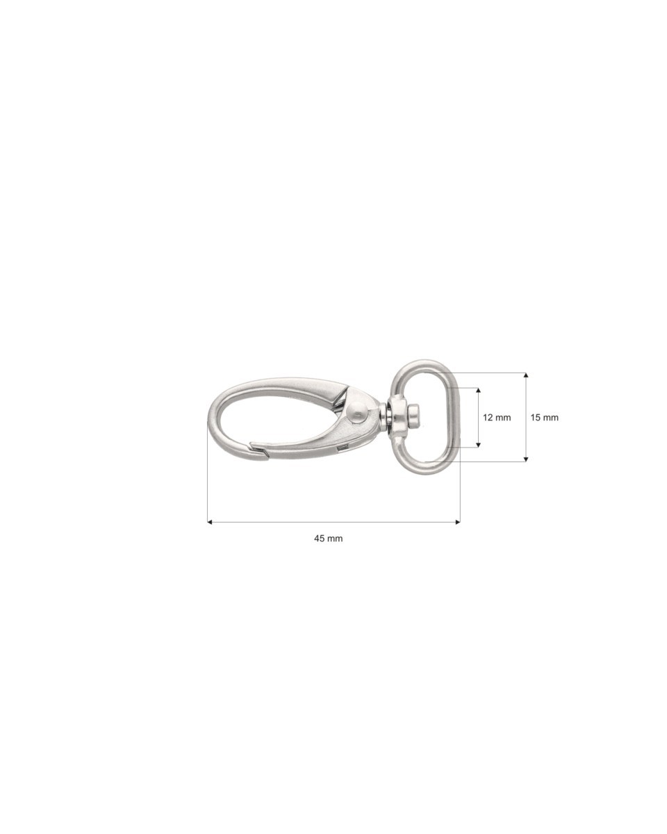 METAL SNAP HOOK 0037 15 MM NICKEL MATT 100 PCS