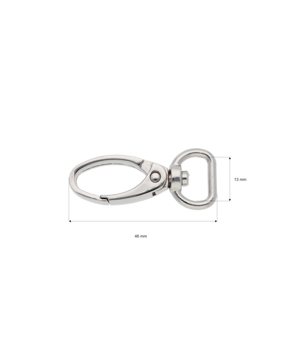 METAL SNAP HOOK 13 MM 0037 GLOSSY NICKEL 100 PCS