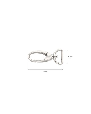 METAL SNAP HOOK 0037 16 MM GLOSSY NICKEL 50 PCS