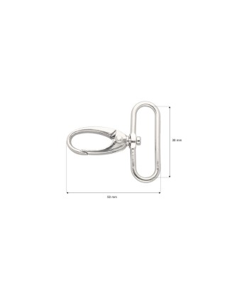 METAL SNAP HOOK 38 MM 0037 GLOSSY NICKEL 1 PCS