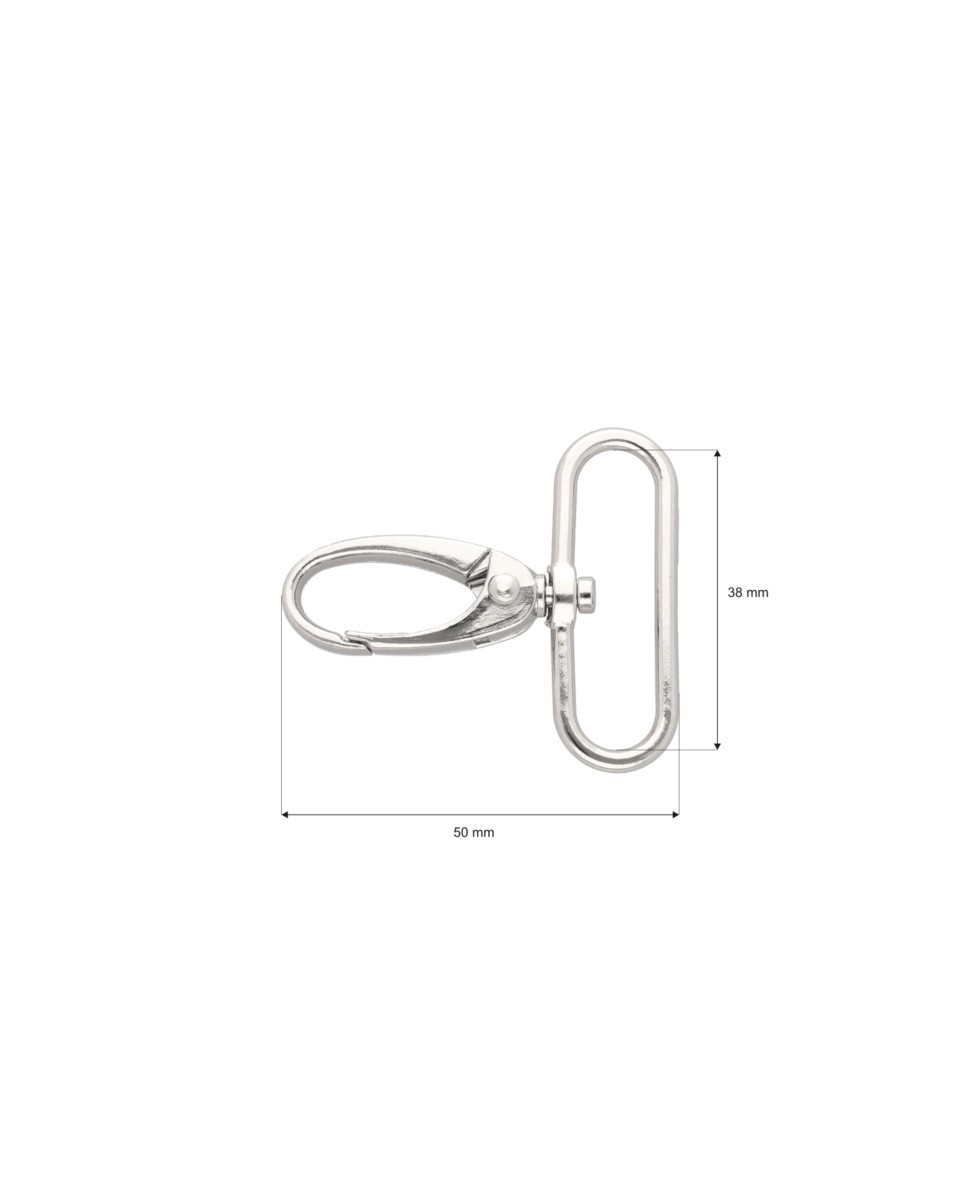 METAL SNAP HOOK 38 MM 0037 GLOSSY NICKEL 1 PCS