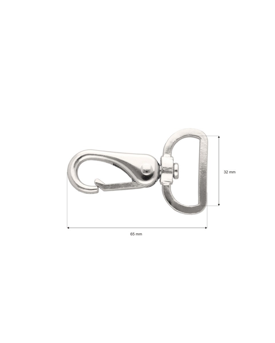 METAL SNAP HOOK RF-175 32 MM ERYK NICKEL 1 PCS