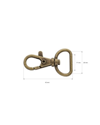 METAL  SNAP HOOK 0014 20 MM OLD GOLD 100 PCS