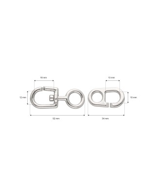 EXTRA SHINING METAL SNAP HOOK 12 MM GILBERT  GLOSSY NICKEL 1 PCS