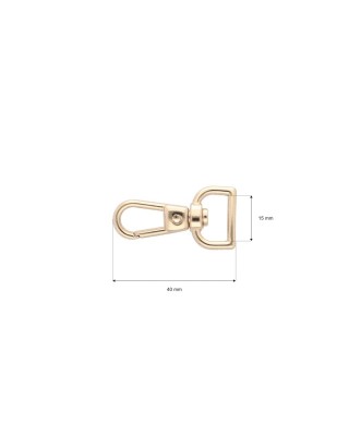 EXTRA SHINING METAL SNAP HOOK YME3113 (0277) 15    MM  HENRYK LIGHT GOLD 1 PCS