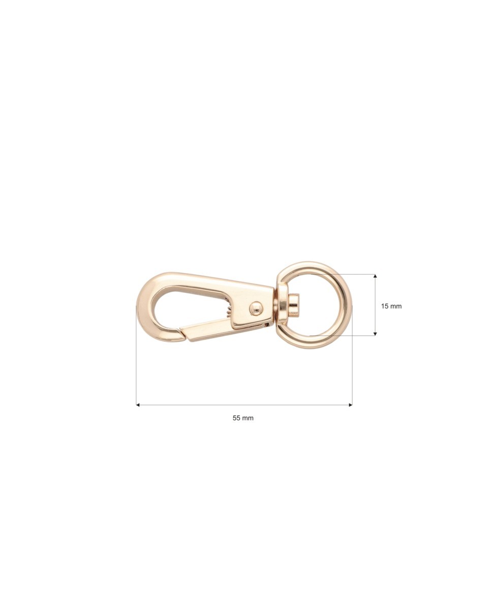 Karabińczyk metalowy 15 mm yme3113(0277) jasne złoto