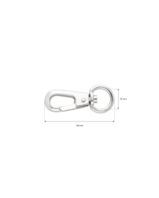 EXTRA   SHINING METAL SNAP  HOOK 16 MM HENRYK GLOSSY NICKEL 1 PCS