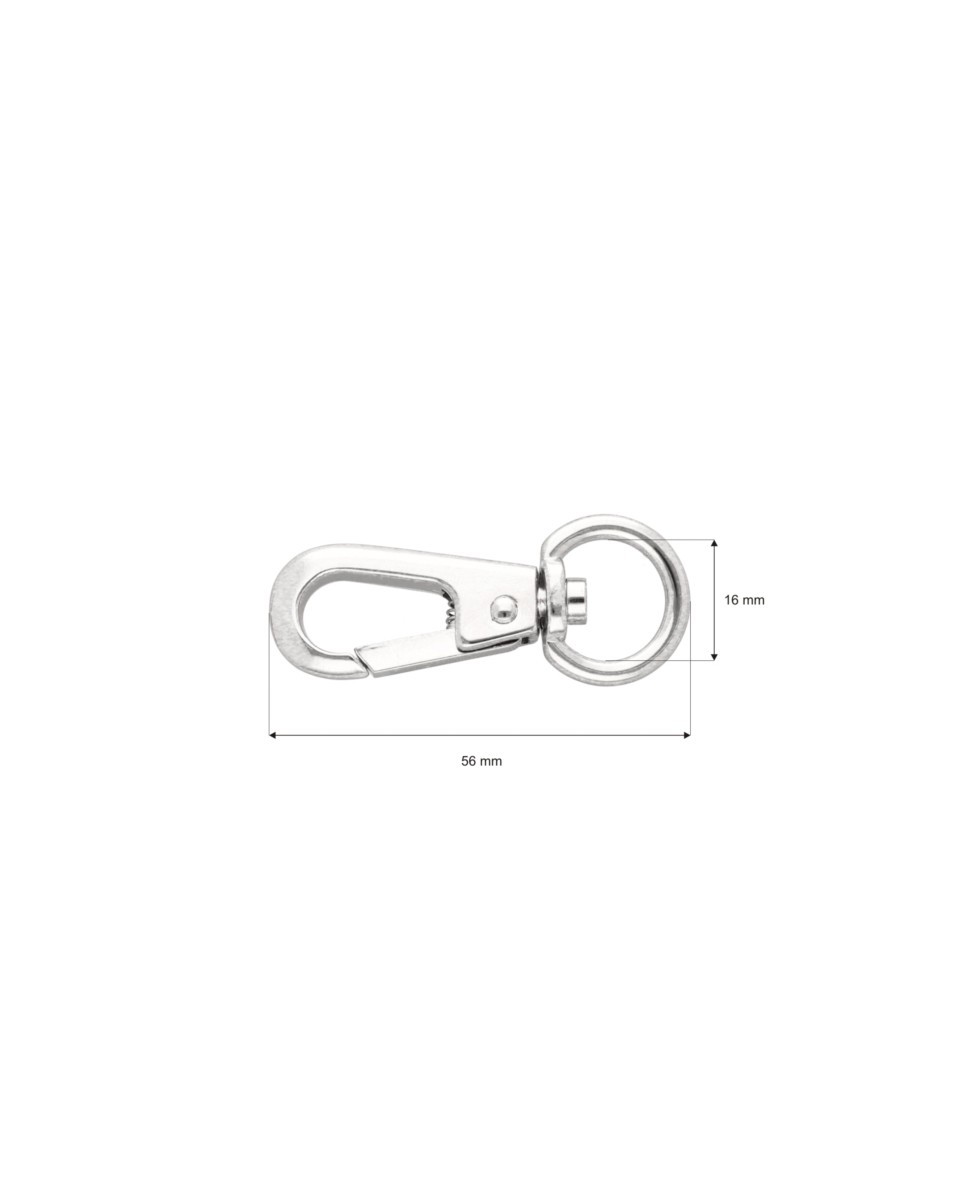 EXTRA   SHINING METAL SNAP  HOOK 16 MM HENRYK GLOSSY NICKEL 1 PCS