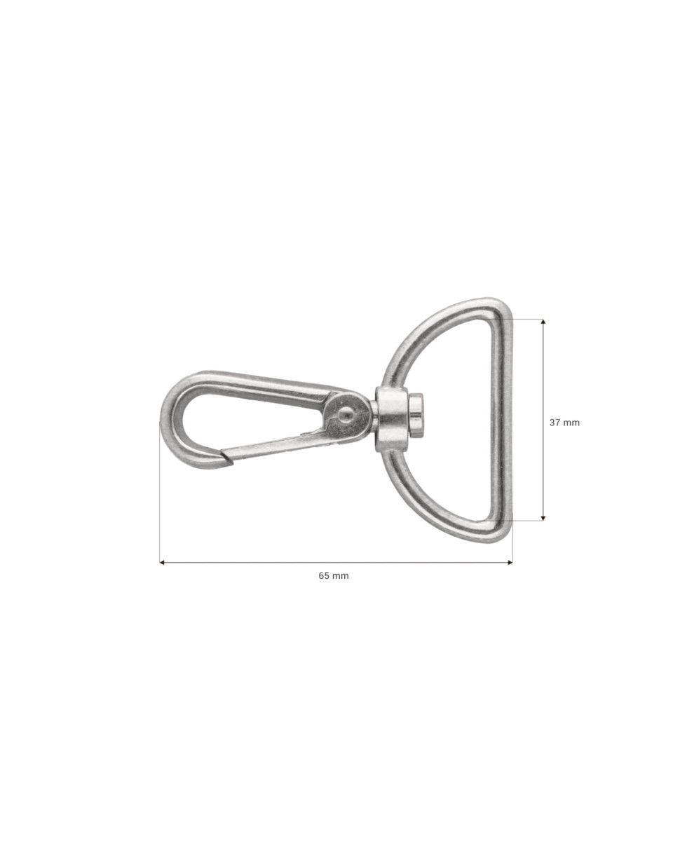 METAL SNAP HOOK 37 MM GLOSSY NICKEL 1   PCS