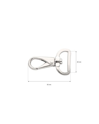 METAL SNAP HOOK 26 MM GUSTAW GLOSSY NICKEL 1  PCS
