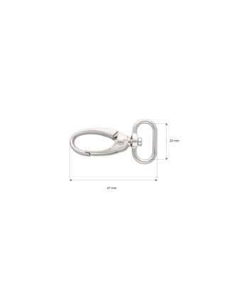 METAL SNAP HOOK 0037 20 MM NICKEL MATT 1 PCS