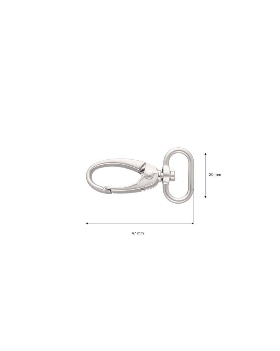 METAL SNAP HOOK 0037 20 MM NICKEL MATT 1 PCS